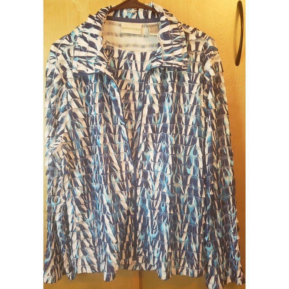 Drapers and Damons Ruffle Blouse and Jacket Set, Size Large